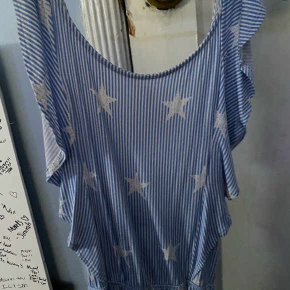 Blue and White Striped Star Romper - Picture 2 of 4